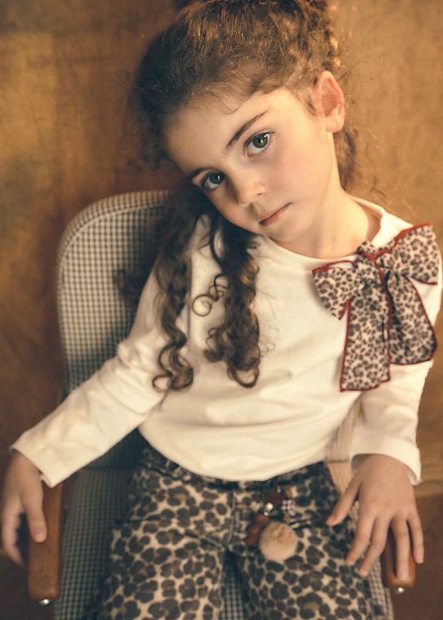 4029 Mayoral Long Sleeve Leopard Bow T-Shirt