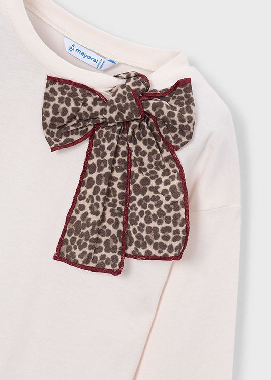 4029 Mayoral Long Sleeve Leopard Bow T-Shirt