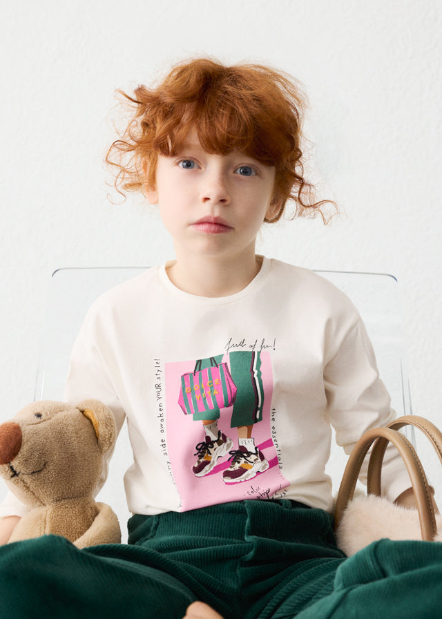 4031 Mayoral Long Sleeve Applique Print Design T-Shirt