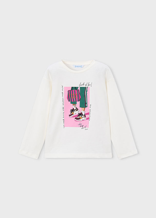 4031 Mayoral Long Sleeve Applique Print Design T-Shirt