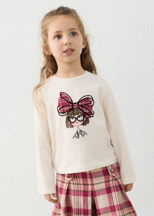 4034 Mayoral Long Sleeve Large Bow Detail Top