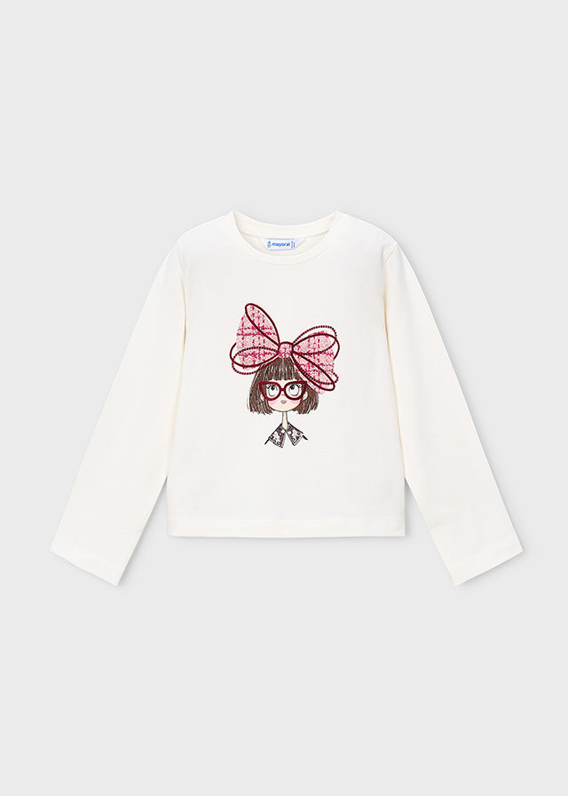 4034 Mayoral Long Sleeve Large Bow Detail Top