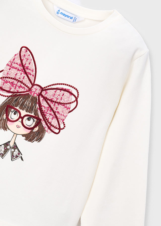 4034 Mayoral Long Sleeve Large Bow Detail Top
