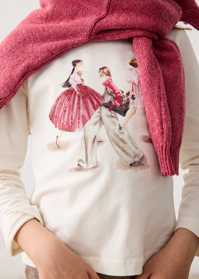 4035 Mayoral Long Sleeve Applique T-Shirt
