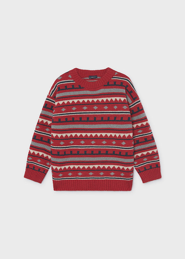 4308 Knitted Jacquard Jumper Red | Mayoral Boys Jumper