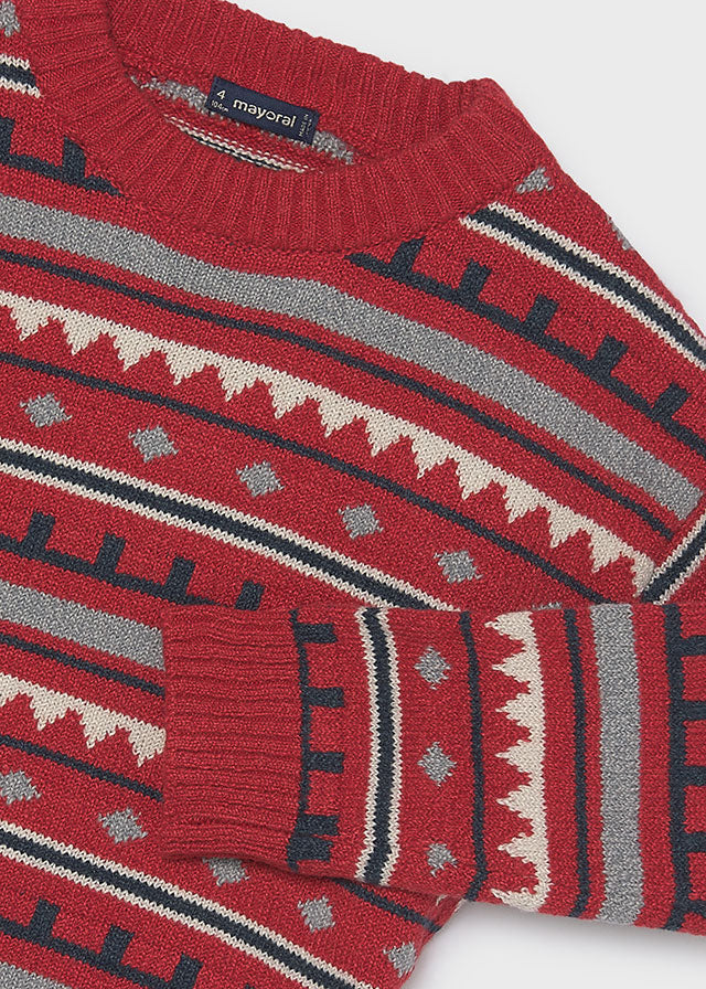 4308 Knitted Jacquard Jumper Red | Mayoral Boys Jumper