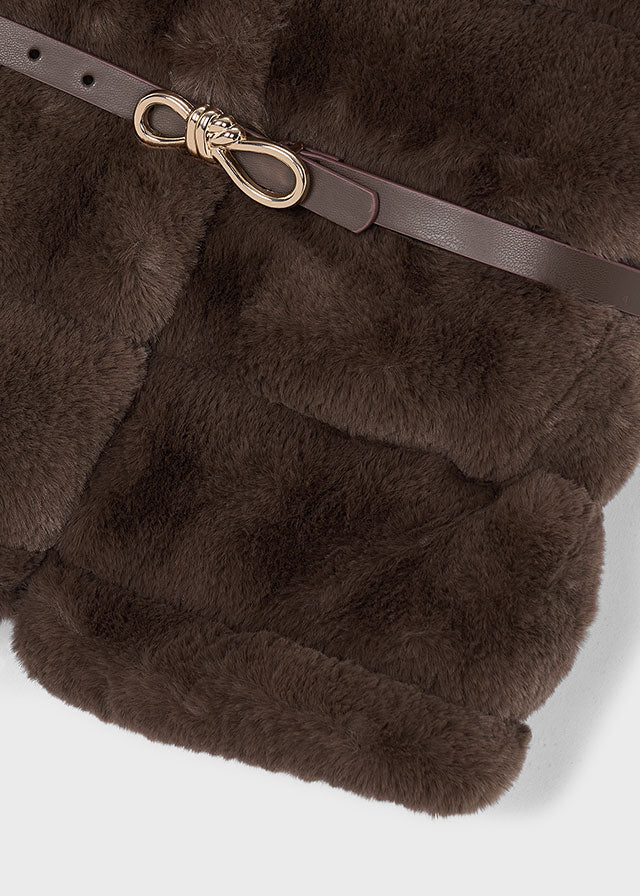 Mayoral Faux Fur Belted Gilet | Girls Luxury Winter Layer | Little VIPs 4328