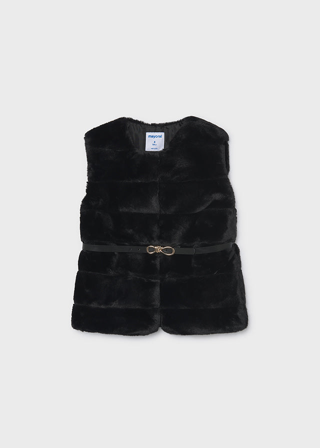 Mayoral Faux Fur Belted Gilet | Girls Luxury Winter Layer | Little VIPs 4328