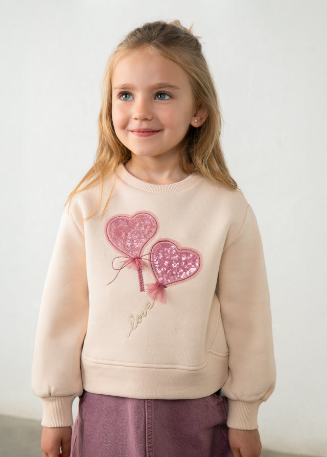 Mayoral Heart Appliqué Sweatshirt | Girls Designer Sweatshirt | Little VIPs 4408