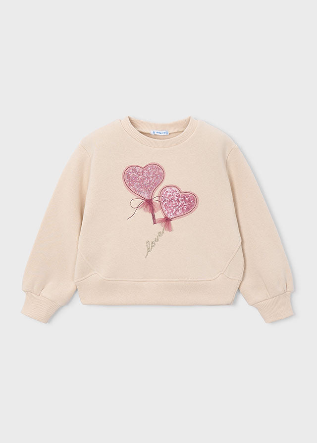 Mayoral Heart Appliqué Sweatshirt | Girls Designer Sweatshirt | Little VIPs 4408