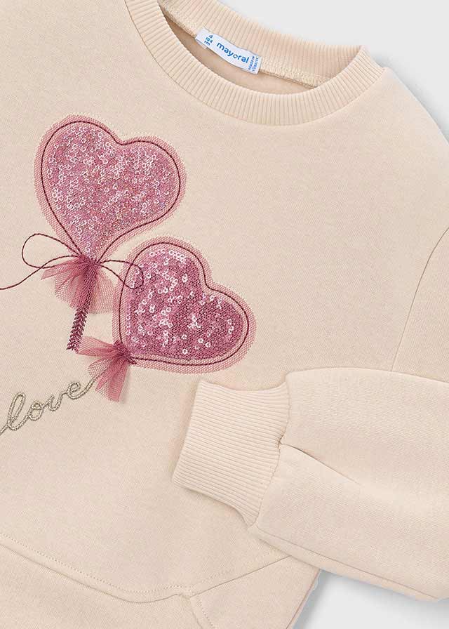 Mayoral Heart Appliqué Sweatshirt | Girls Designer Sweatshirt | Little VIPs 4408