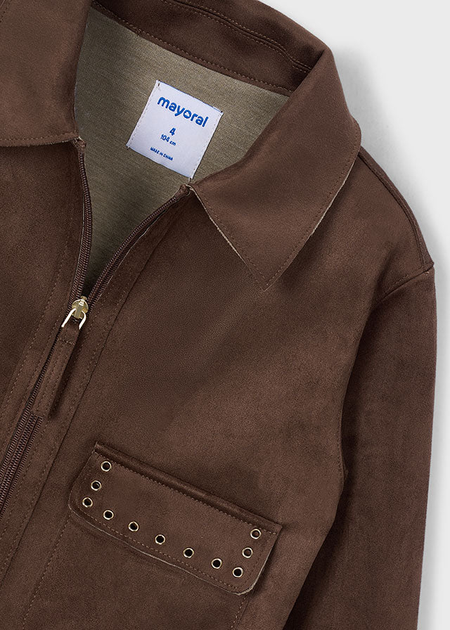 4409 Mayoral Faux Suede Jacket | Girls Designer Suedette Jacket | Little VIPs