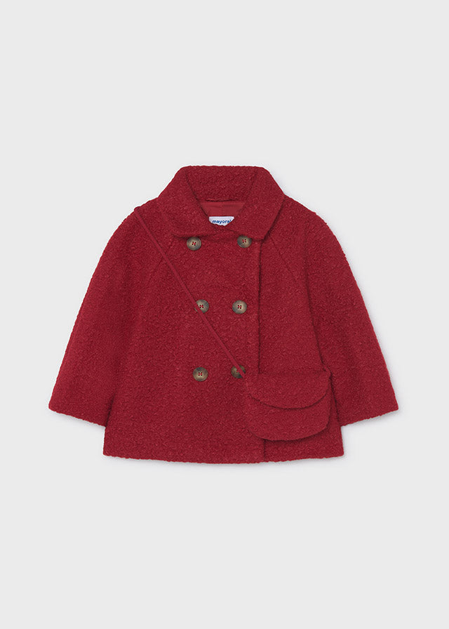Mayoral 4411 Bouclé Coat with Matching Bag Red | Little VIPS