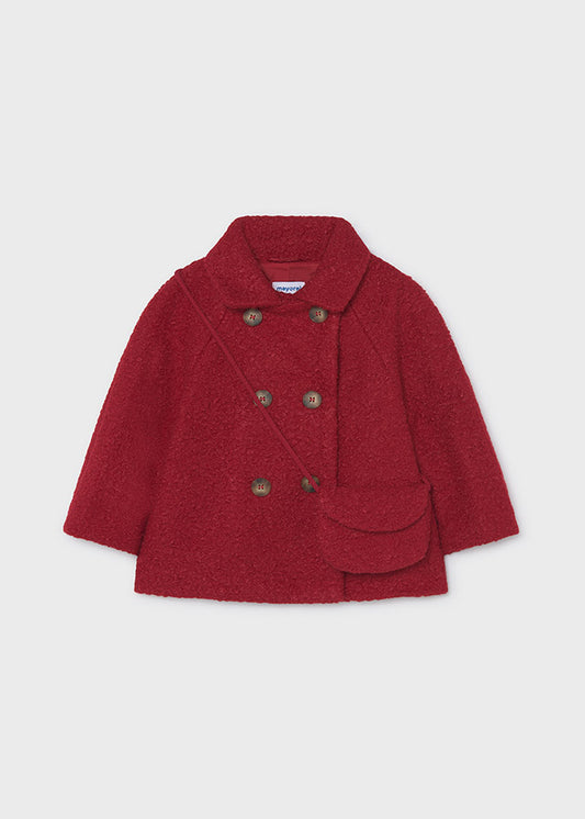 Mayoral 4411 Bouclé Coat with Matching Bag Red | Little VIPS