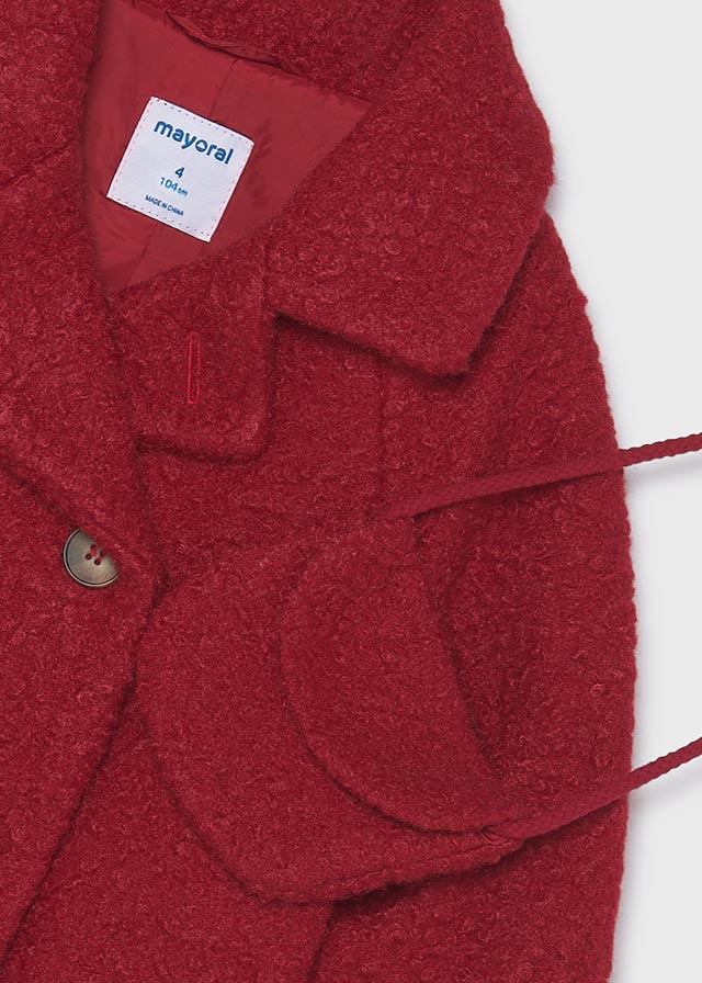 Mayoral 4411 Bouclé Coat with Matching Bag Red | Little VIPS