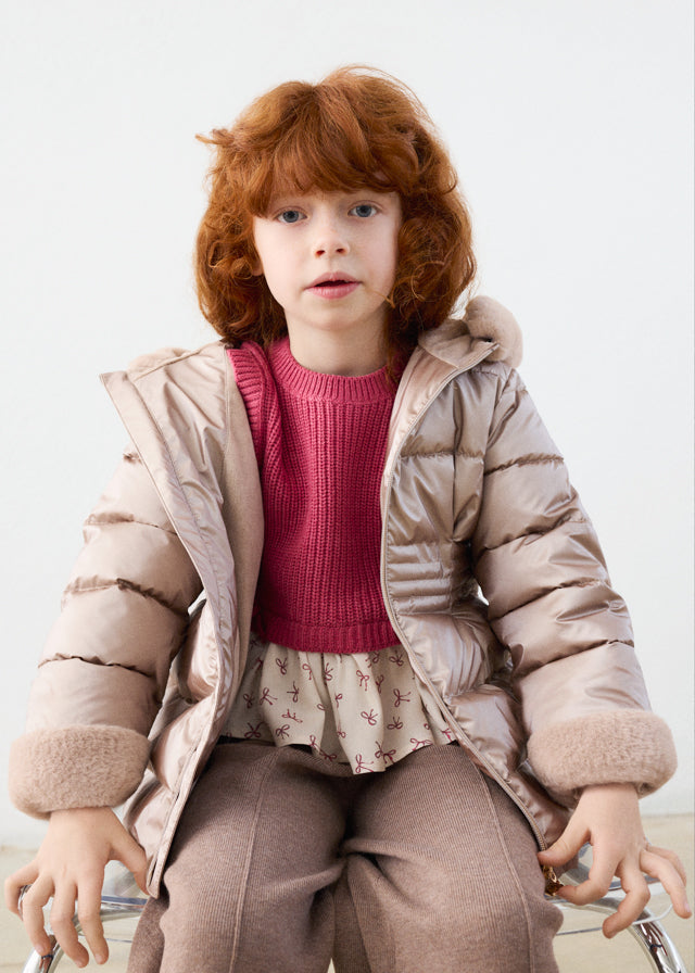 4422 Mayoral Quilted Faux Fur Hood Jacket