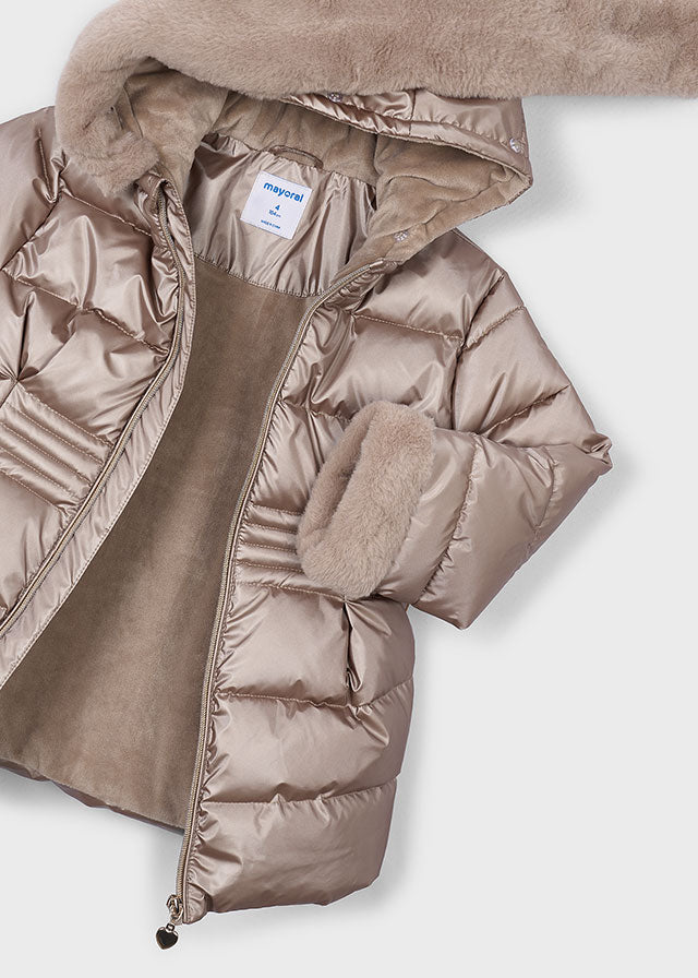4422 Mayoral Quilted Faux Fur Hood Jacket