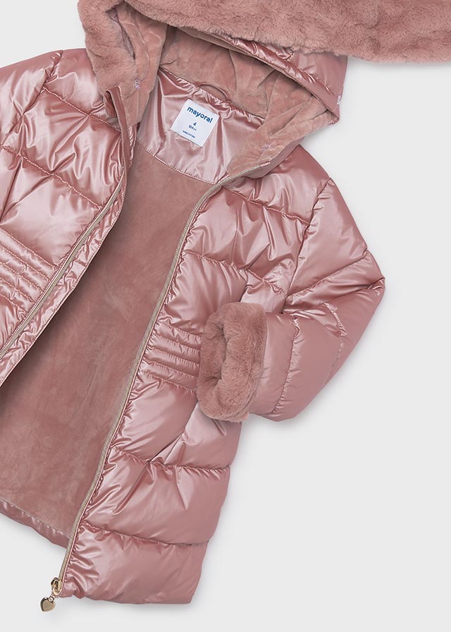 4422 Mayoral Quilted Faux Fur Hood Jacket