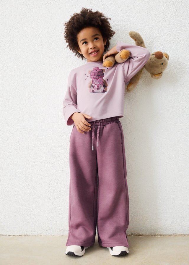 Mayoral Wide Leg Leisure Trousers | Girls Purple Trousers | Little VIPs 4518