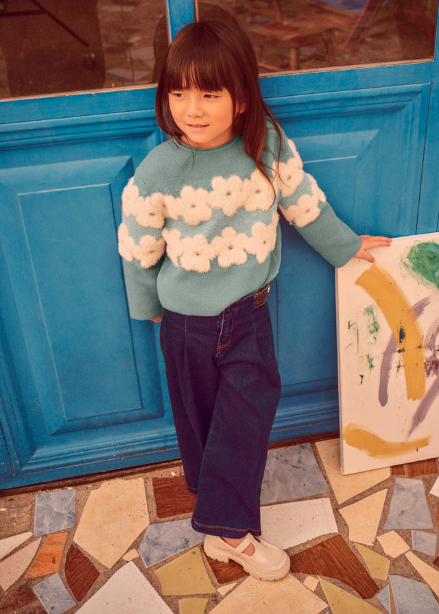 Mayoral Wide Leg Jeans | Girls Denim Wide Leg Trousers | Little VIPs 4523