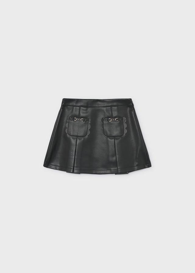 4904 Mayoral Faux Leather Patch Skirt | Girls Designer Skirt | Little VIPs
