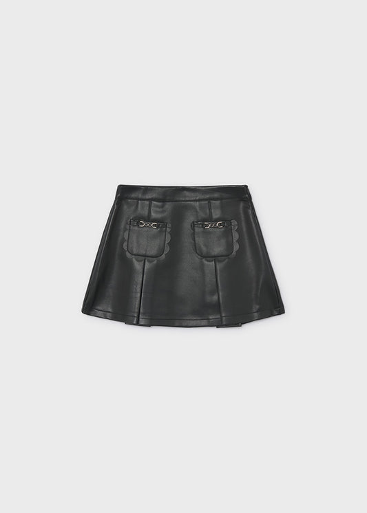 4904 Mayoral Faux Leather Patch Skirt | Girls Designer Skirt | Little VIPs