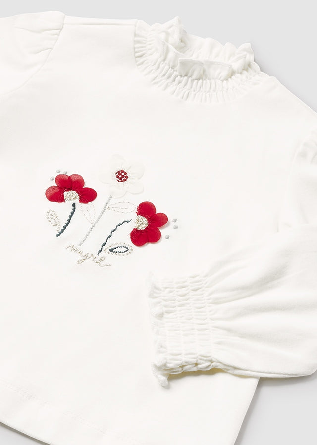 2045 Mayoral Long Sleeve Flower Applique Top-littlevips-littlevips