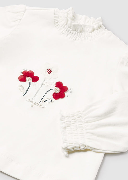 2045 Mayoral Long Sleeve Flower Applique Top-littlevips-littlevips