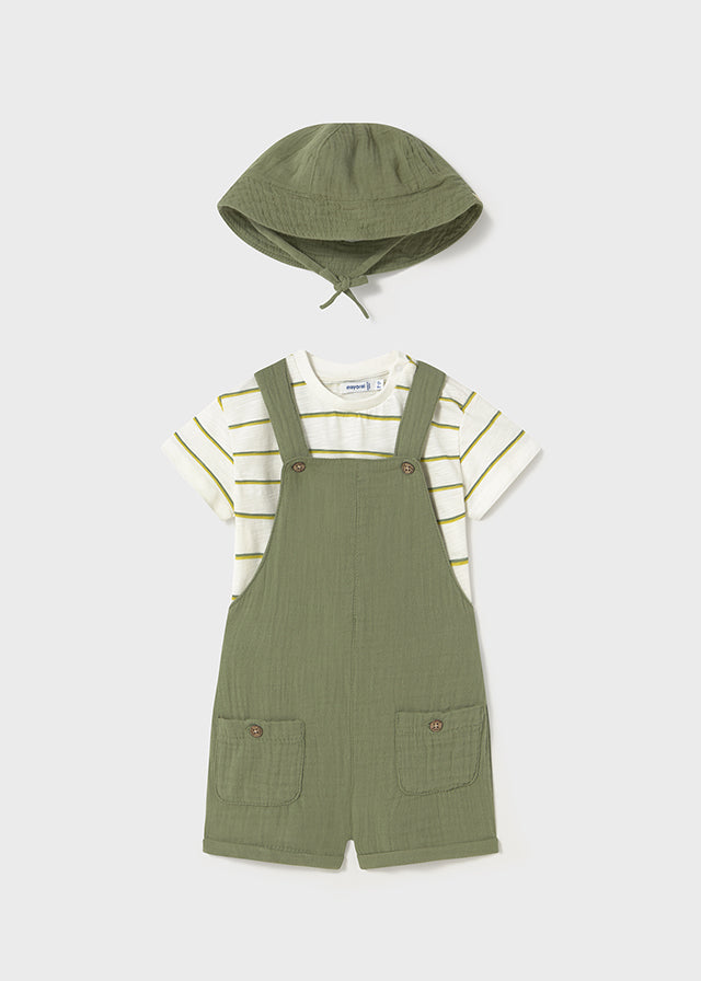 1.Boys Dungaree Set with Stripe T-Shirt and Hat 1649 Mayoral