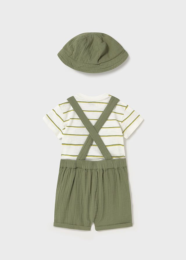 1.Boys Dungaree Set with Stripe T-Shirt and Hat 1649 Mayoral