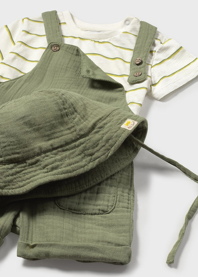 1.Boys Dungaree Set with Stripe T-Shirt and Hat 1649 Mayoral