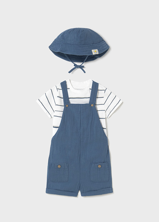 1.Boys Dungaree Set with Stripe T-Shirt and Hat 1649 Mayoral