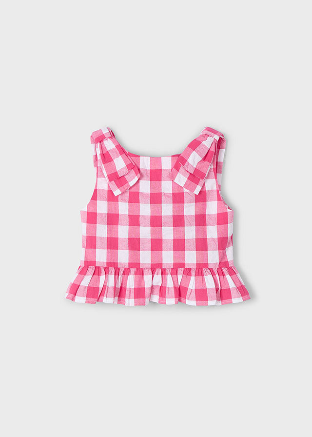 3023 Mayoral Gingham Check Peplum Top