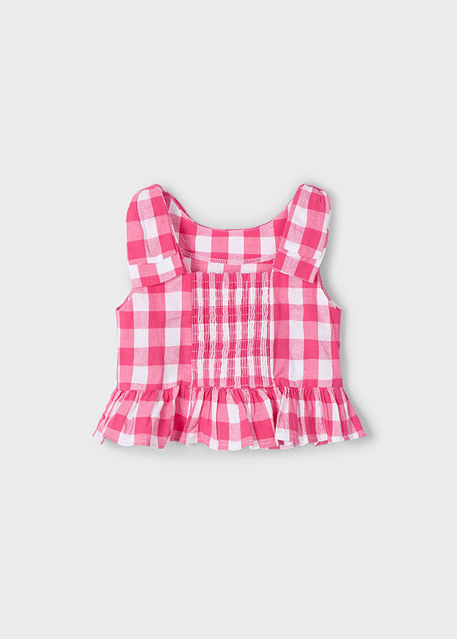 3023 Mayoral Gingham Check Peplum Top