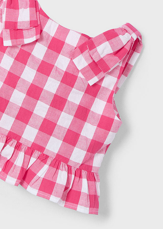 3023 Mayoral Gingham Check Peplum Top