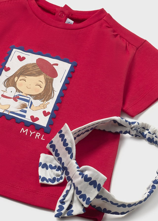 1081 Mayoral Girl Print T-Shirt and Hairband