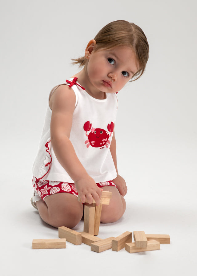 1210 Mayoral Crab Print Shorts Set