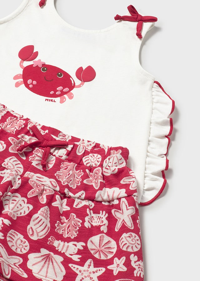 1210 Mayoral Crab Print Shorts Set