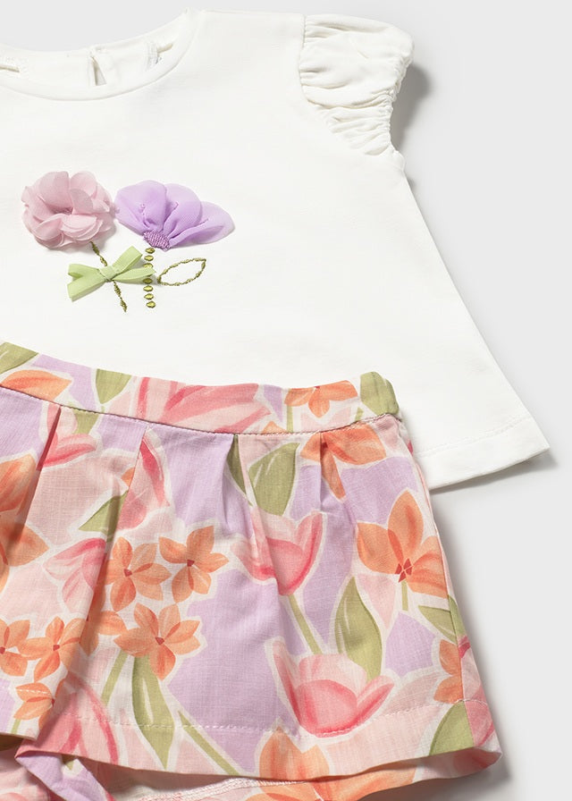 1213 Mayoral Floral Shorts Set