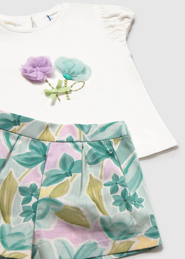 1213 Mayoral Floral Shorts Set