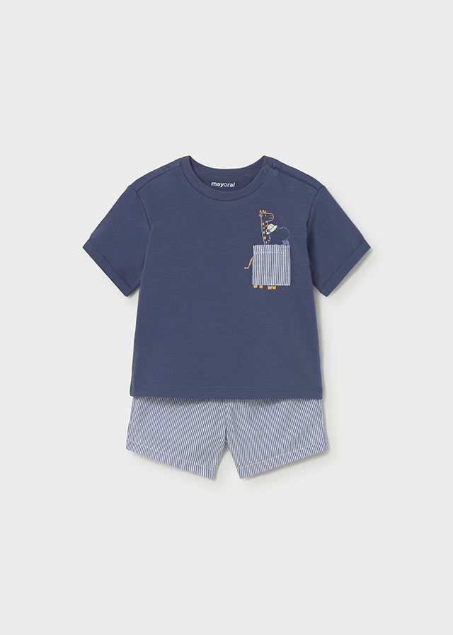 1228 Mayoral 2 Piece Striped Bermuda Set