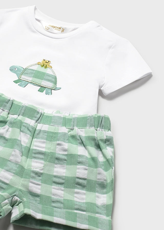 1276 Mayoral Gingham Shorts & T-shirt Set