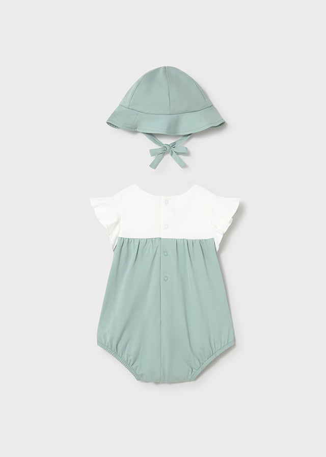 1602 Mayoral Romper Set with Sun Hat
