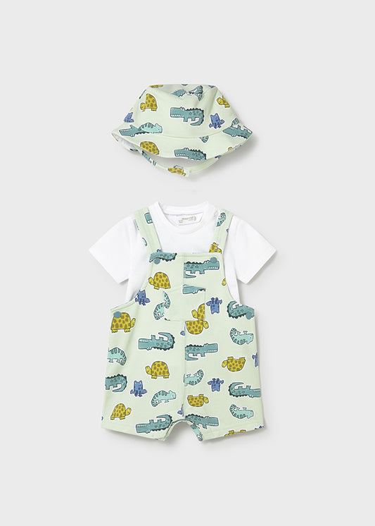 1624 Mayoral Fun print Dungaree Set with Hat