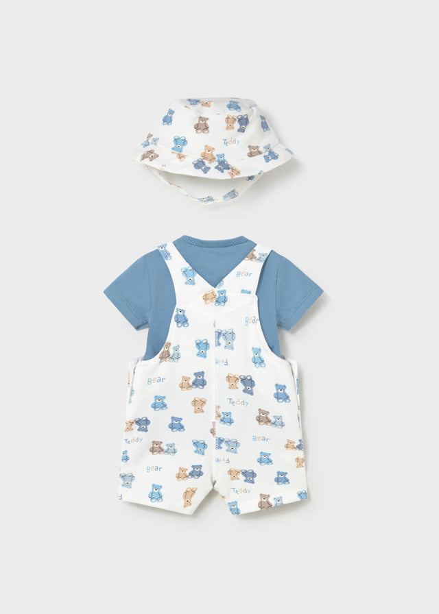 1624 Mayoral Fun print Dungaree Set with Hat