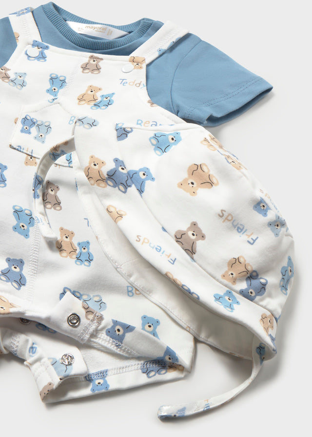 1624 Mayoral Fun print Dungaree Set with Hat