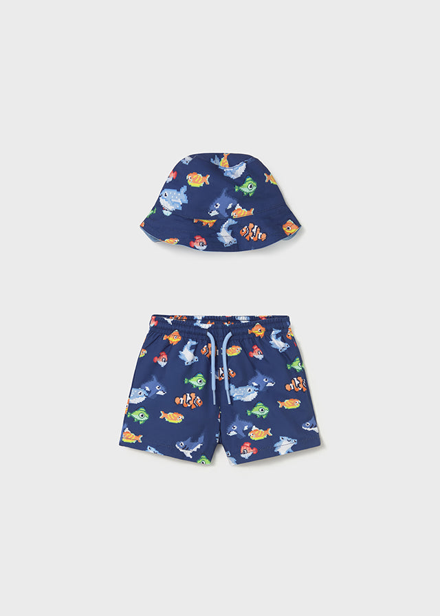 1660 Mayoral Swim & Hat Short Set