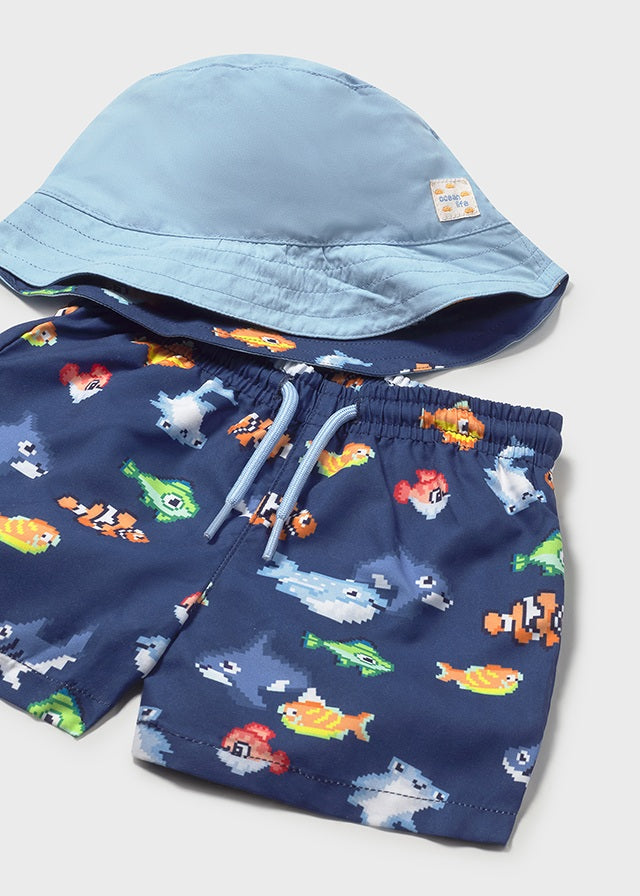 1660 Mayoral Swim & Hat Short Set