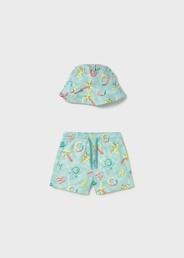 1660 Mayoral Swim & Hat Short Set