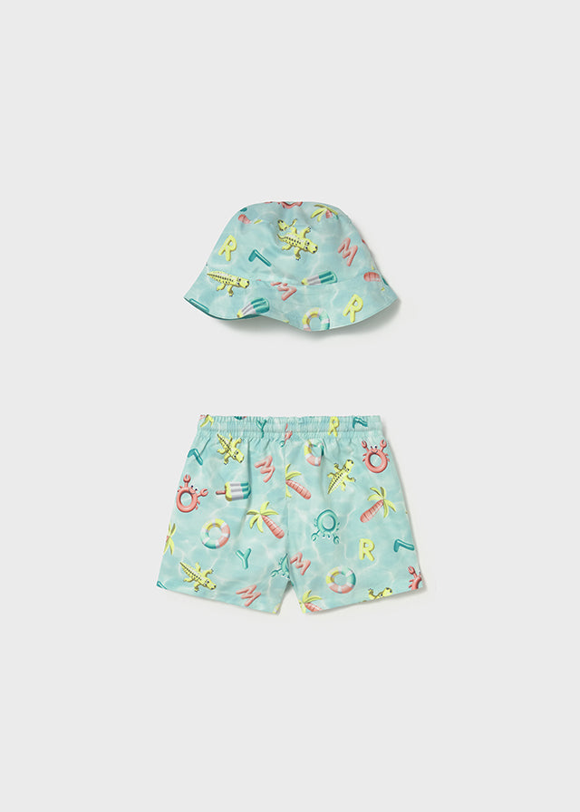 1660 Mayoral Swim & Hat Short Set